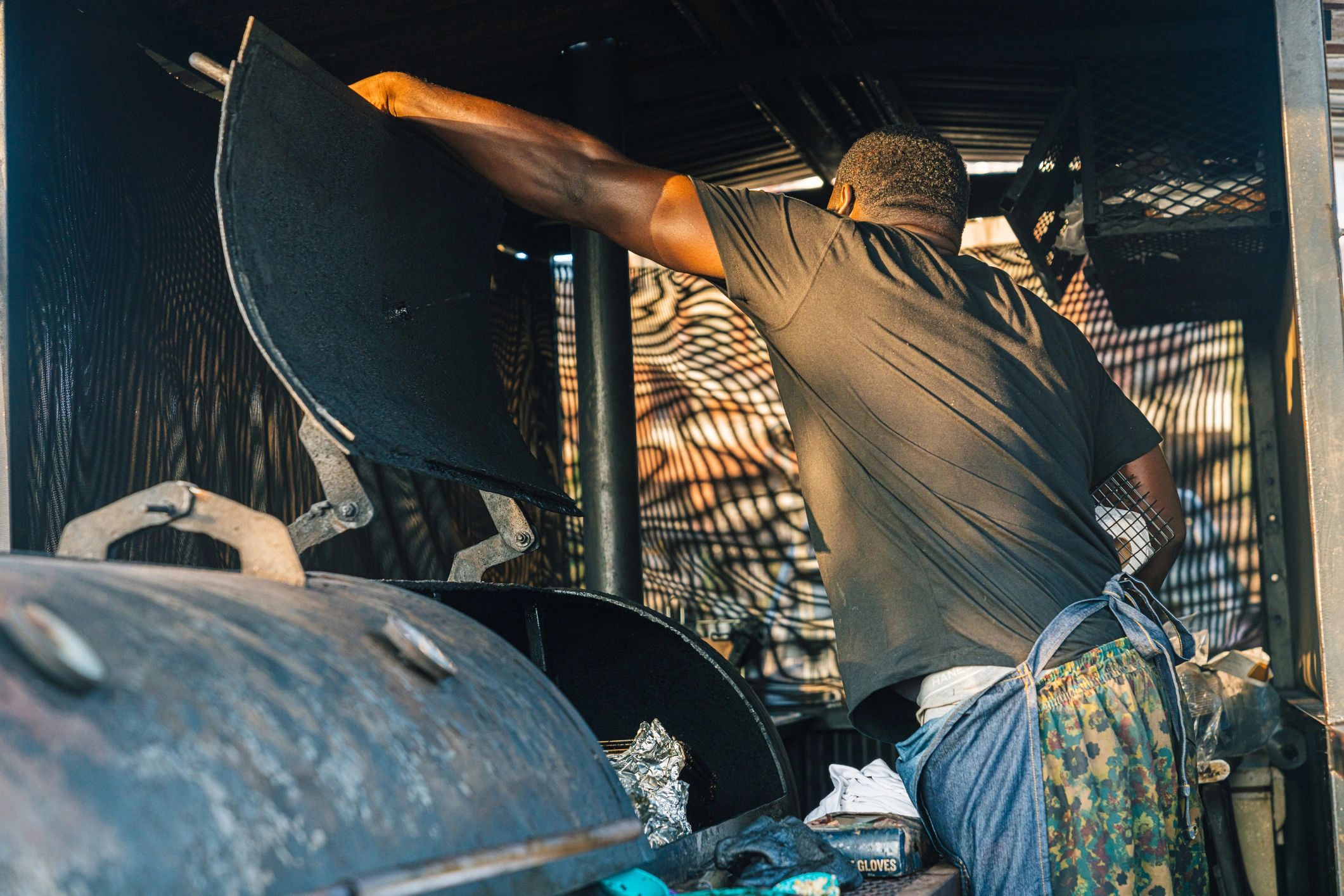 BBQ pitmaster at work